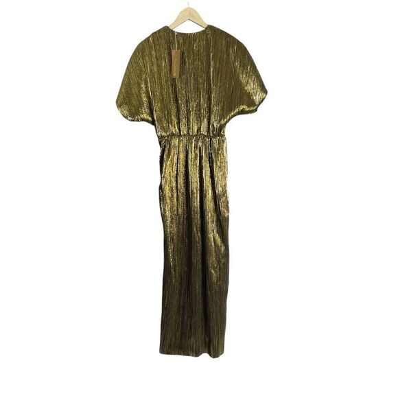B Yellowtail Gold Plisse Dress Pleated Wrap Style Medium New Indigenous Designed - Picture 2 of 12